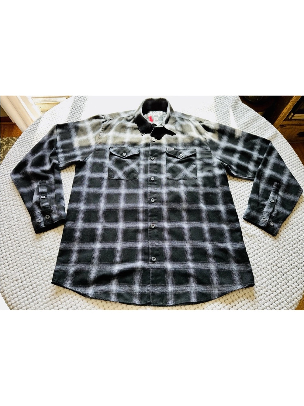 Dixxon Flannel Shirt Mens Size Large Tall Black Gray Plaid The Mission Danny G